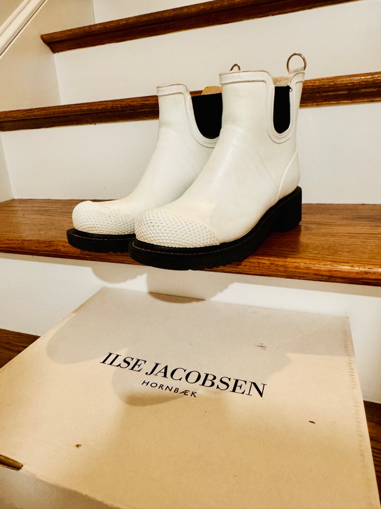 Isle Jacobsen White Rubber Heeled Rain Boots Size 39, Us 8.5